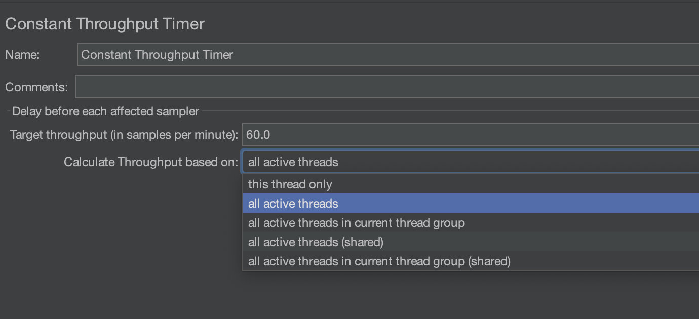 Constant throughput timer elements